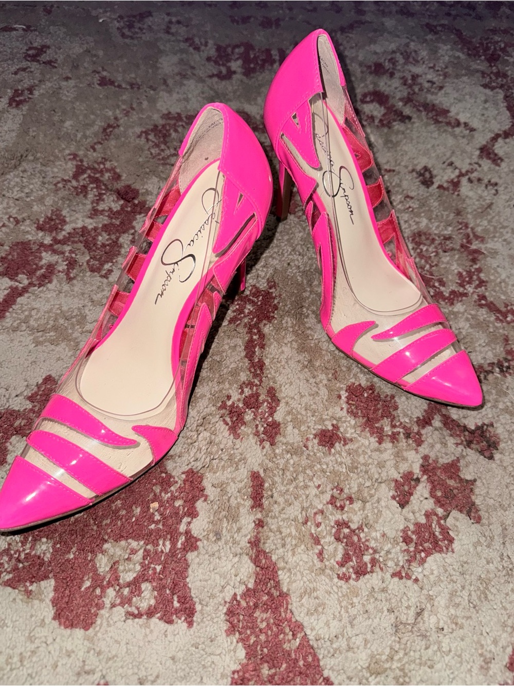 Jessica Simpson Codex Neon Pink Cutout high heels Size 8.5